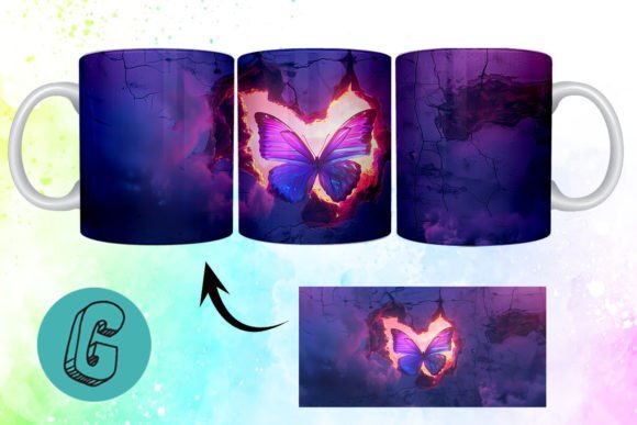 3D Fantasy Butterfly Mug Wrap Break 02: Digital Art for Crafters