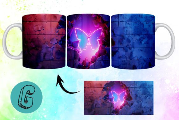 3D Fantasy Butterfly Mug Wrap: Elevate Your Creative Projects