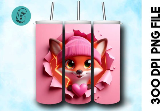 3D Fox Valentine Tumbler Wrap (37) High-Quality Digital Download