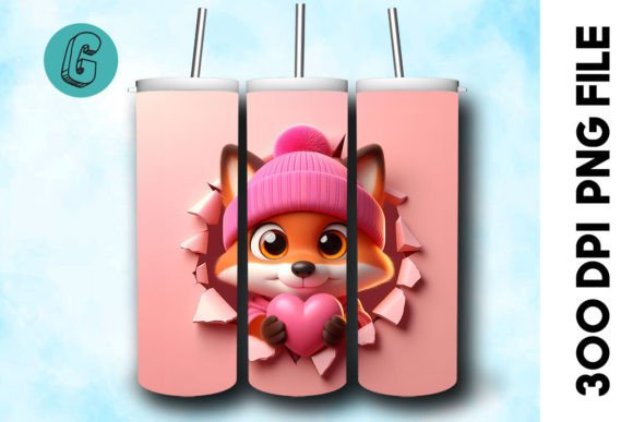 3D Fox Valentine Tumbler Wrap: A Creative Digital Download