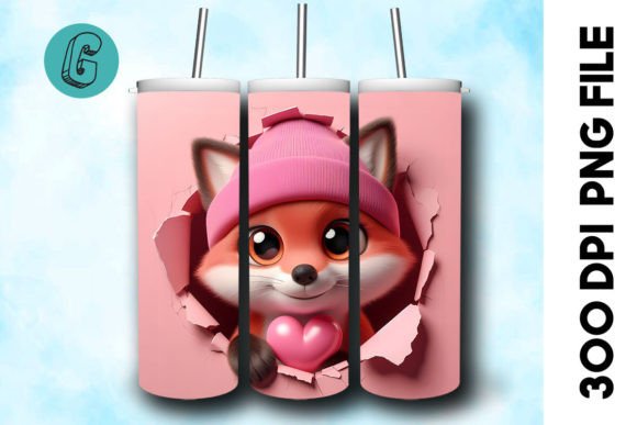 3D Fox Valentine Tumbler Wrap: A Premium Design Asset