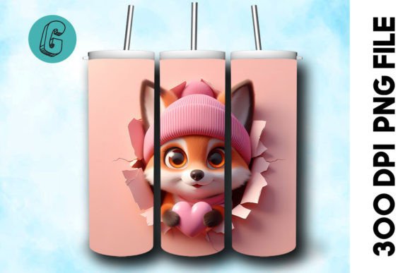 3D Fox Valentine Tumbler Wrap for Creative DIY Projects