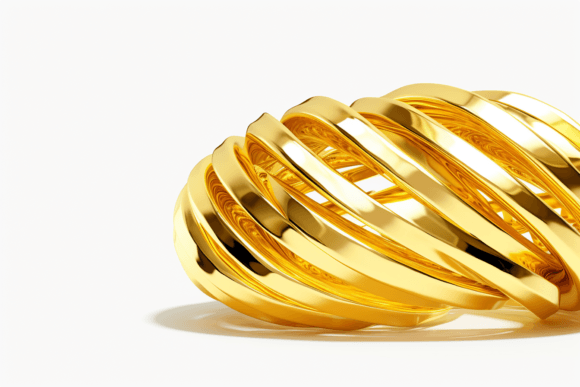 3D Golden Geometric Twisted Shape: Elegant Design Asset