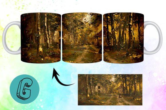 3D Oil Paint Forest Garden Mug Wrap 15