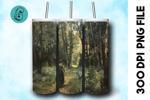 3D Oil Paint Forest Tumbler Wrap 27: A Premium Design Asset