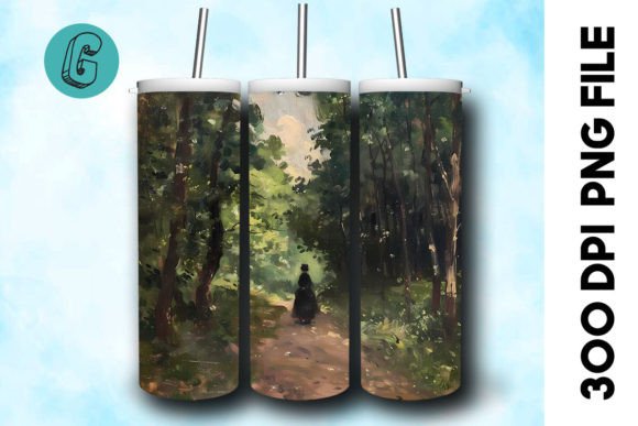 3D Oil Paint Forest Tumbler Wrap 34: A Digital Art Asset