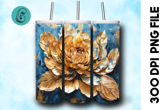3D Oil Paint Gold Flower Tumbler Wrap 39: A Digital Download Guide