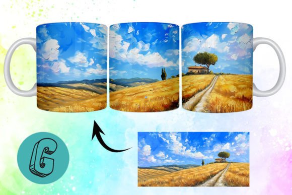 3D Oil Paint Landscape Mug Wrap 12 Digital Download