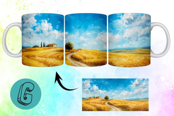3D Oil Paint Landscape Mug Wrap 19: A Creative Digital Download