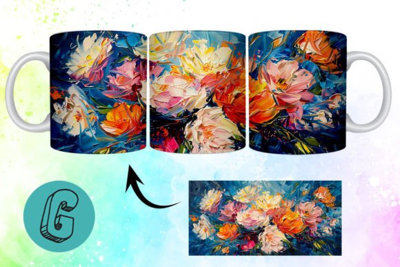 3D Oil Paint Pretty Flowers Mug Wrap
