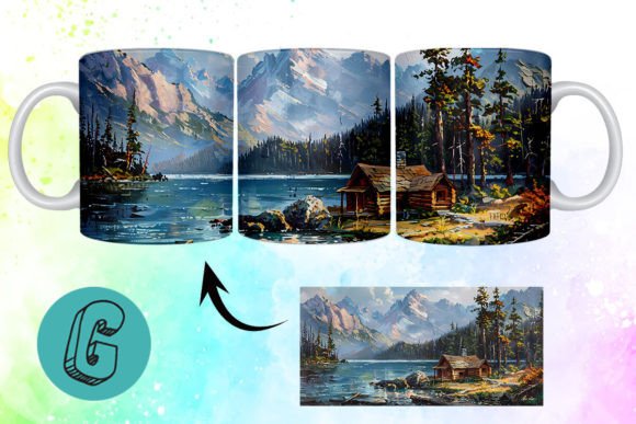 3D Oil Paint Vintage Sence Mug Wrap 10: Creative Design Asset