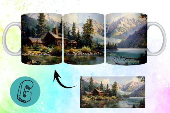 3D Oil Paint Vintage Sence Mug Wrap Design