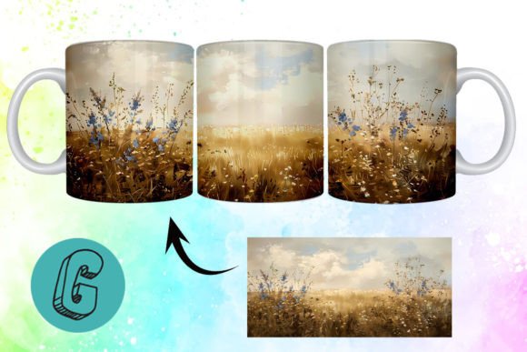 3D Oil Paint Wildflowers Mug Wrap 06: Creative Digital Asset