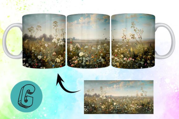 3D Oil Paint Wildflowers Mug Wrap 18: A Digital Download for Creatives