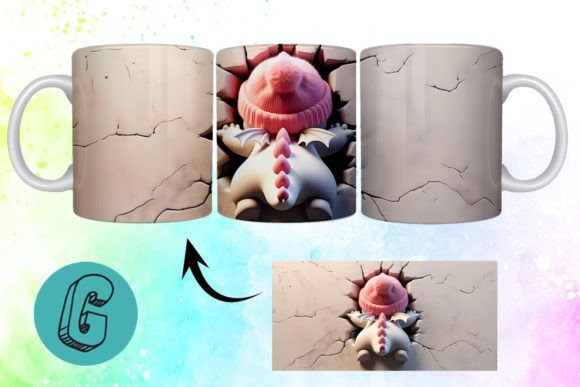 3D Valentine Dragon Mug Wrap: A Creative Digital Asset