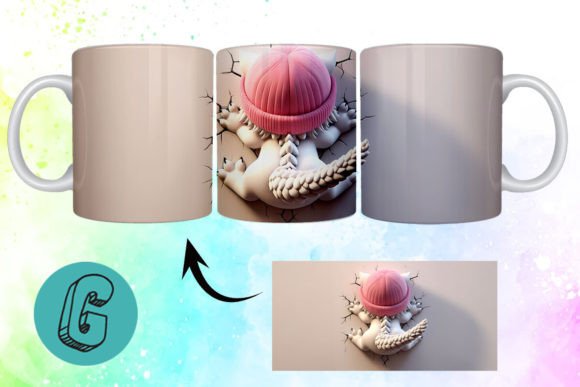 3D Valentine Dragon Mug Wrap: High-Quality Digital Download