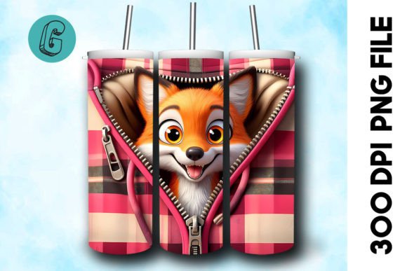 Adorable Valentine Fox 3D Tumbler Wrap Design