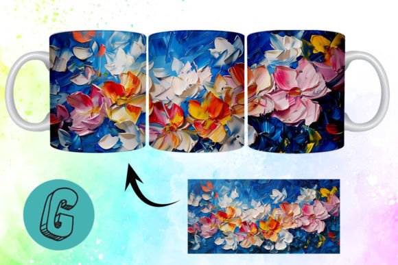 Beautiful 3D Floral Mug Wrap for Creative DIY Projects
