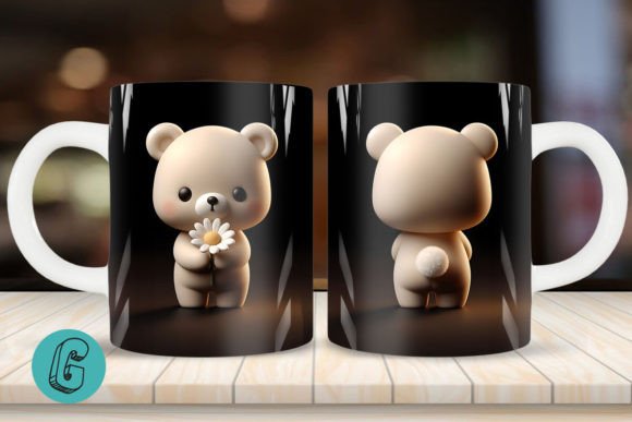 Cute Bear 2 Sided 3D Mug Wrap Set (07): Your Creative Toolkit