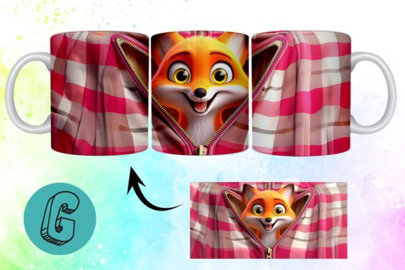 Valentine Cute Fox 3D Mug Wrap (10)