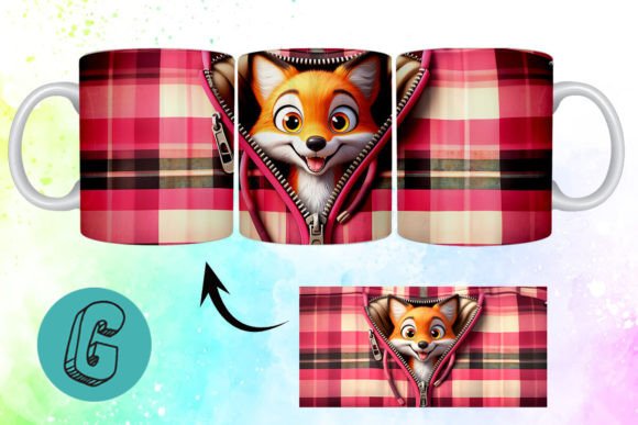 Valentine Cute Fox 3D Mug Wrap (13): A Charming Digital Design