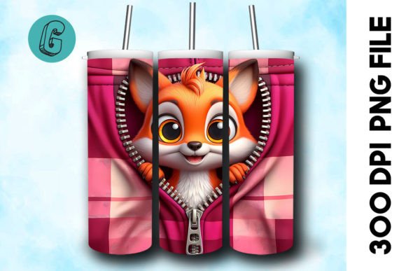 Valentine Cute Fox 3D Tumbler Wrap: A Creative Design Asset