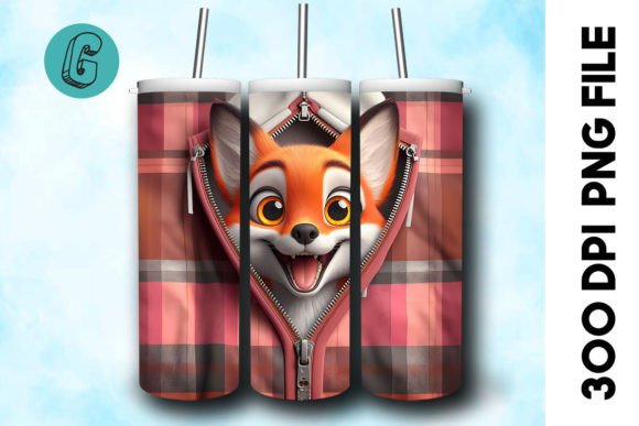 Valentine Cute Fox 3D Tumbler Wrap Design