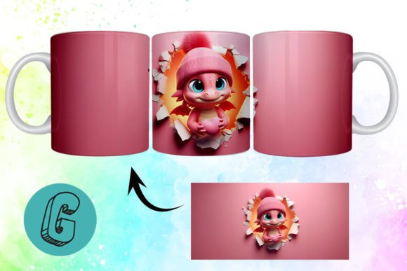 Valentine Dragon 3D Mug Wrap: A Creative Design Asset