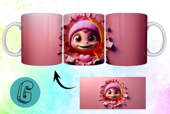 Valentine Dragon 3D Mug Wrap: Creative Digital Download