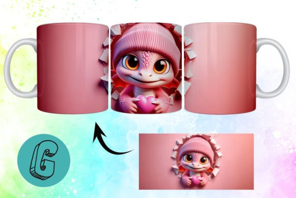 Valentine Dragon 3D Mug Wrap: Premium Design Asset