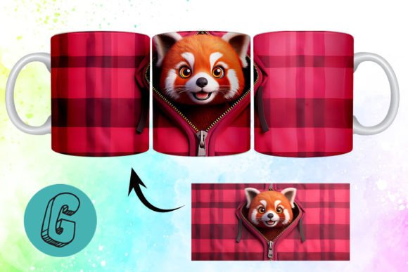 Valentine Red Panda 3D Mug Wrap (04)