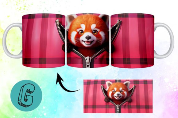 Valentine Red Panda 3D Mug Wrap: A High-Quality Digital Asset
